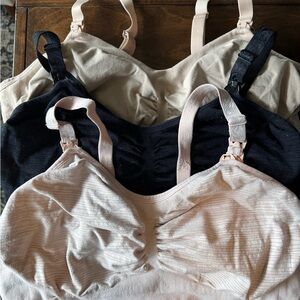 Set of 3 Kindred Bravely Nursing/Pumping Bras - Black, Cream, and Tan